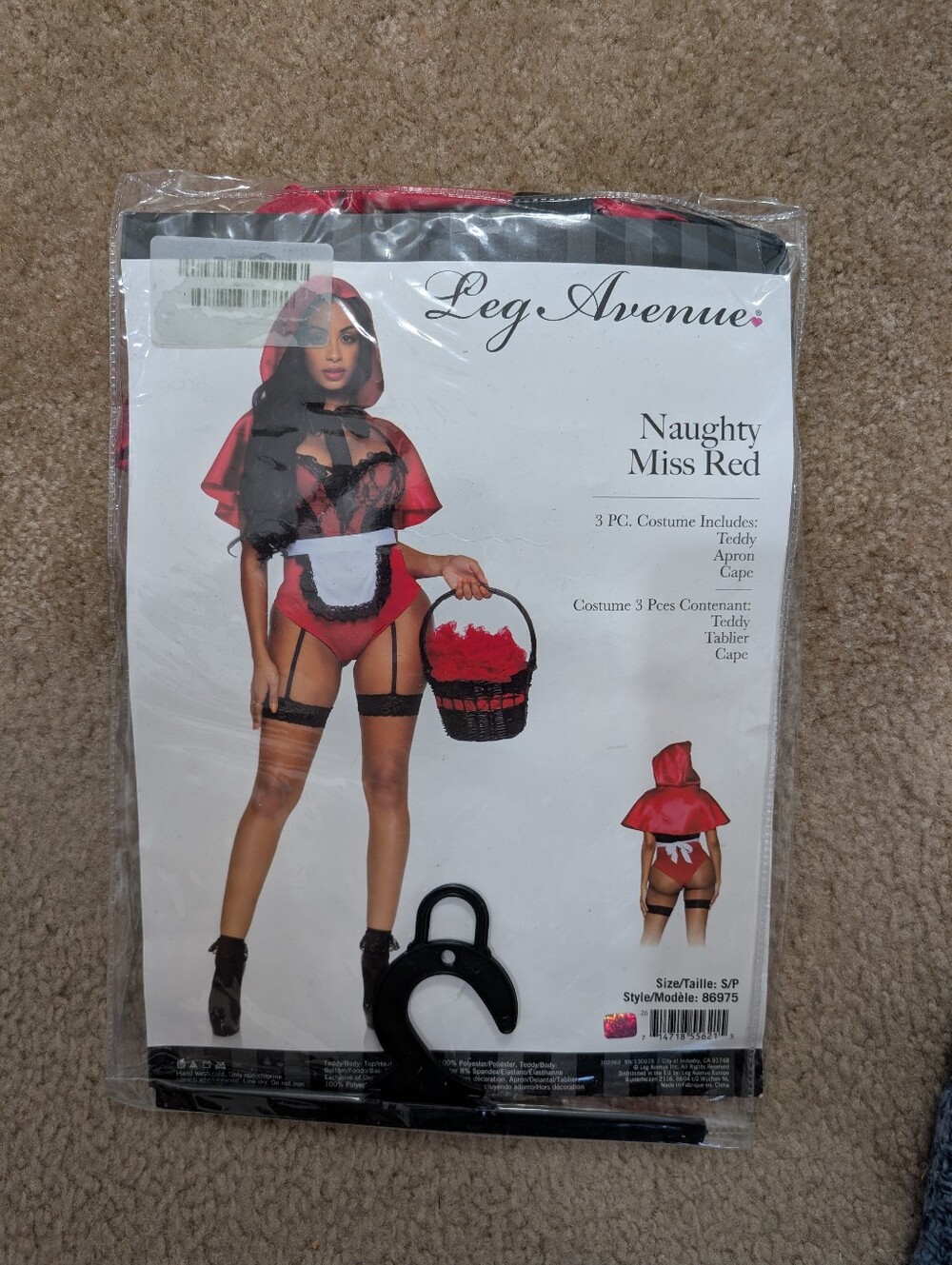 Halloween Costume Leg Avenue Red Hooded Maid Costume for Adults
